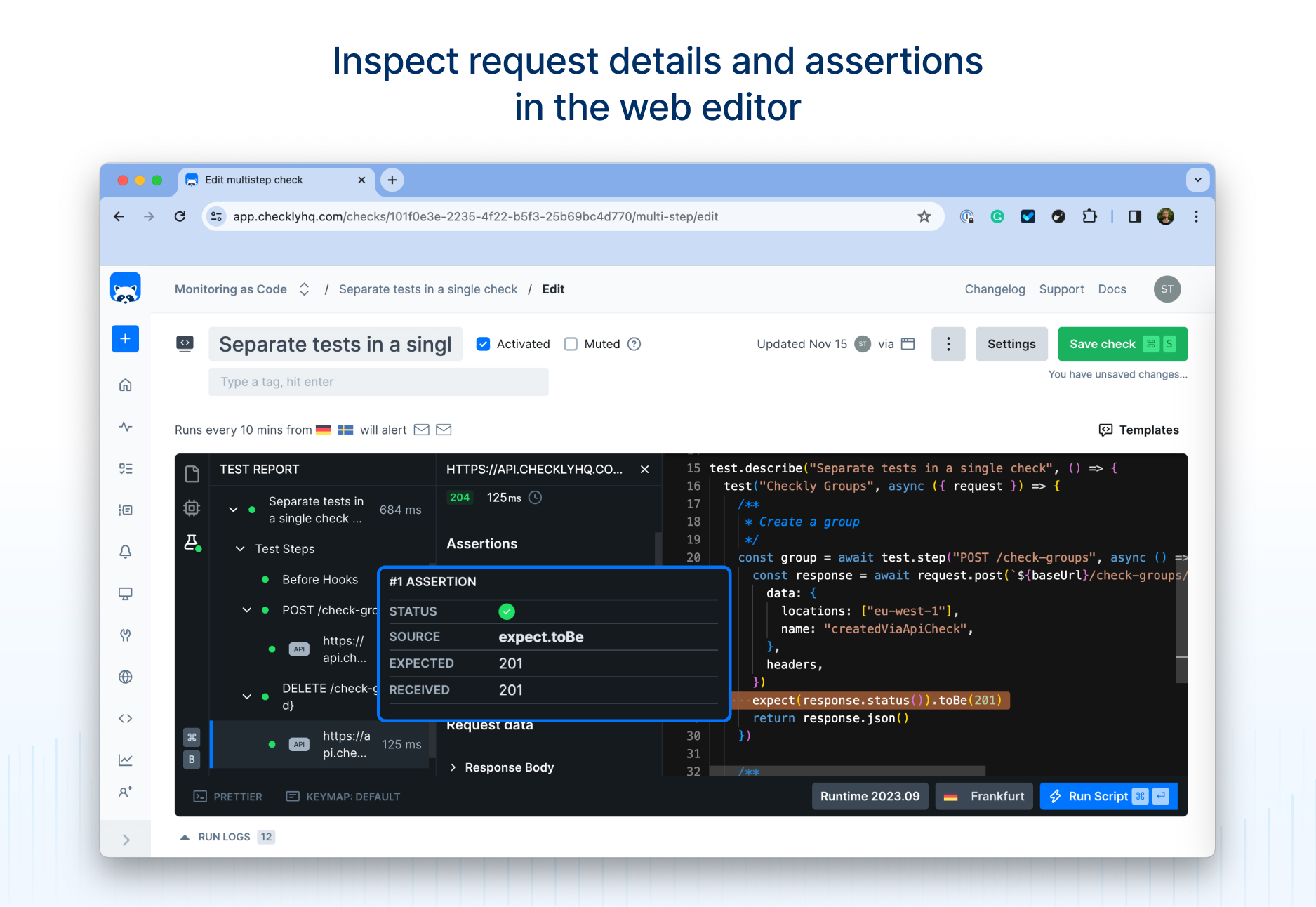 API test step assertion